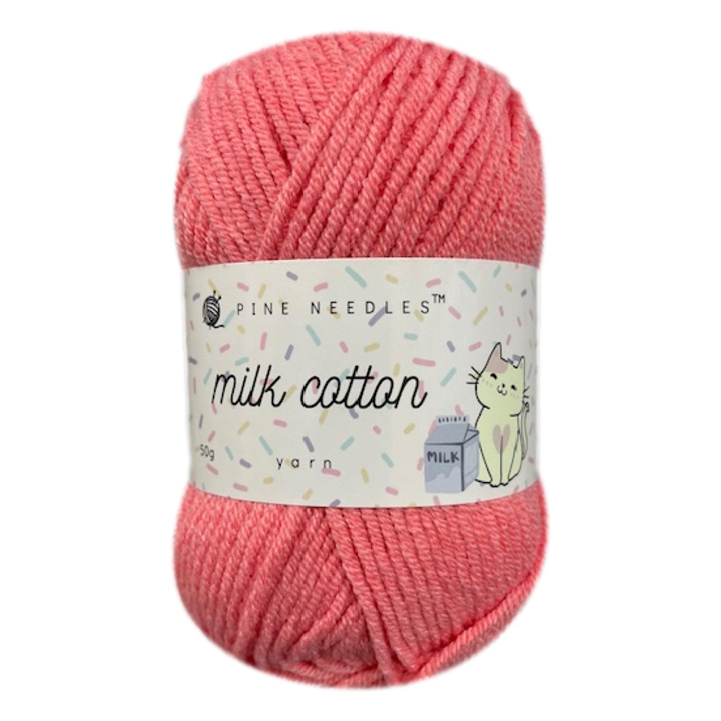 DK Milk Cotton Yarn (1x 50g ball) - Coral