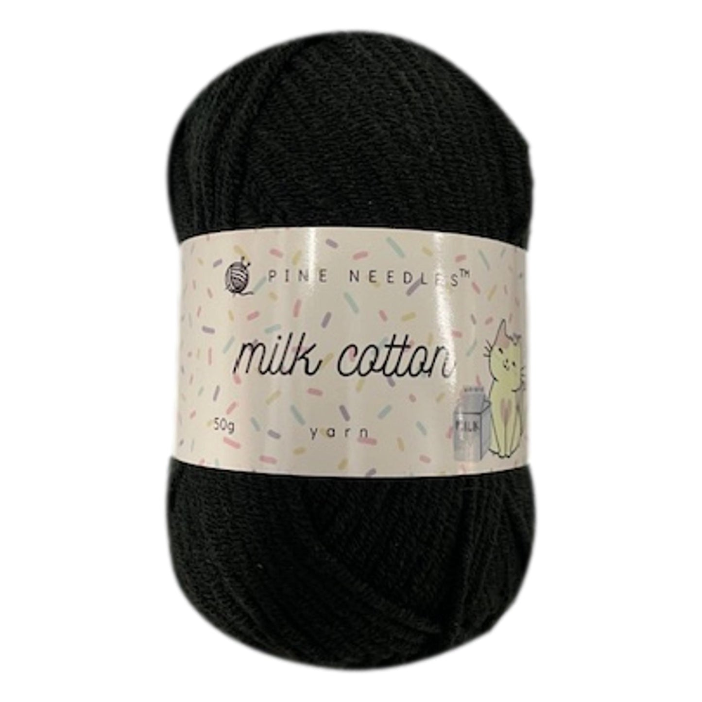 DK Milk Cotton Yarn (1x 50g ball) - Black