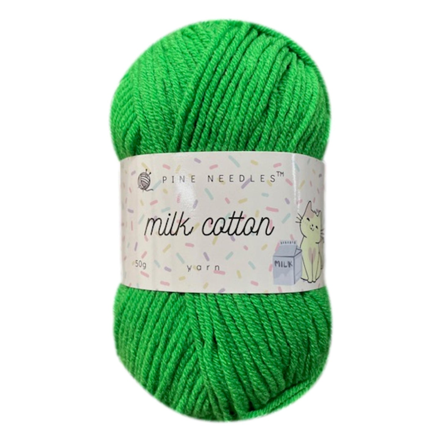 DK Milk Cotton Yarn (1x 50g ball) - Grass Green