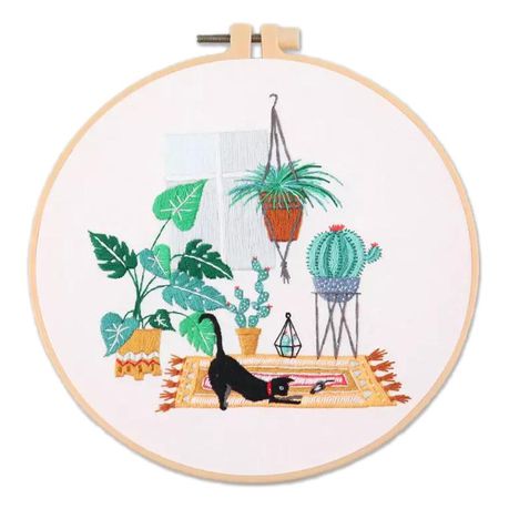 Cat and Mouse on Rug Embroidery Kit