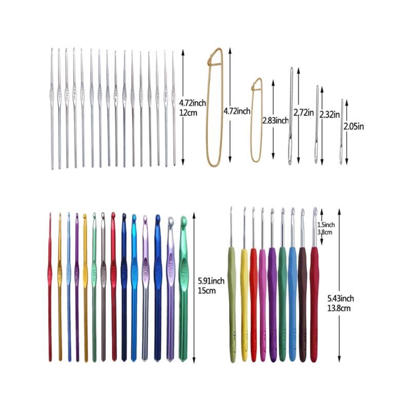 Multi-Colour Crochet Hook Set with Case