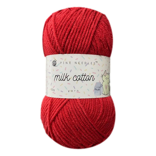 DK Milk Cotton Yarn (1x 50g ball) - Bright Red