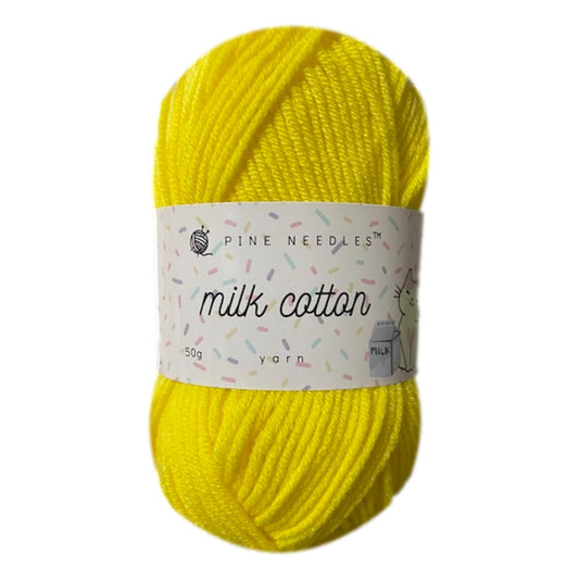 DK Milk Cotton Yarn (1x 50g ball) - Bright Yellow