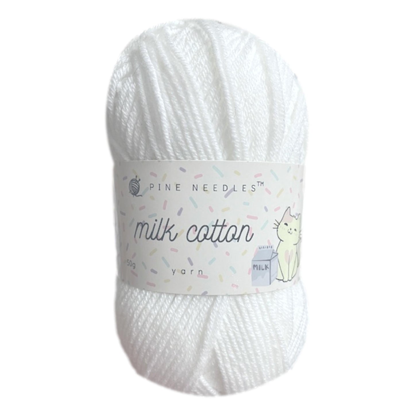 DK Milk Cotton Yarn (1x 50g ball) - White