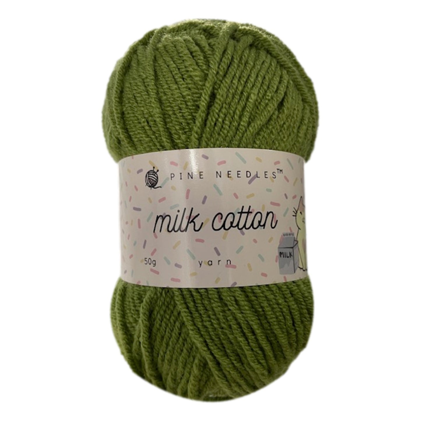 DK Milk Cotton Yarn (1x 50g ball) - Moss