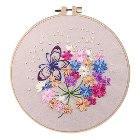 Flowers and Butterfly Ribbon Embroidery Kit